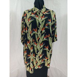 Puritan Mens Tropical Bird Of Paradise Short Sleeve Button-Up Shirt Size Large B